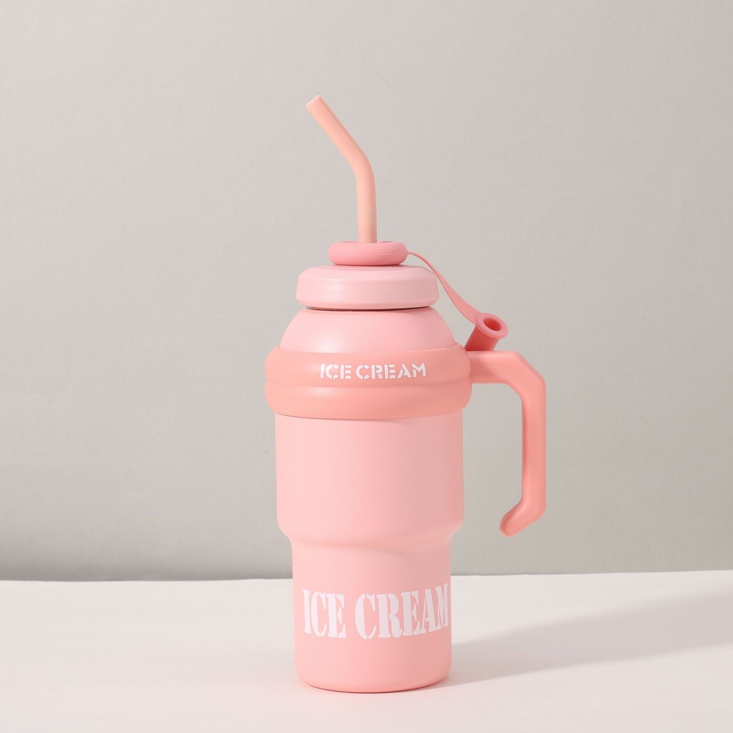 Peach Stunning Stainless Steel Tumbler with Handle & Straw