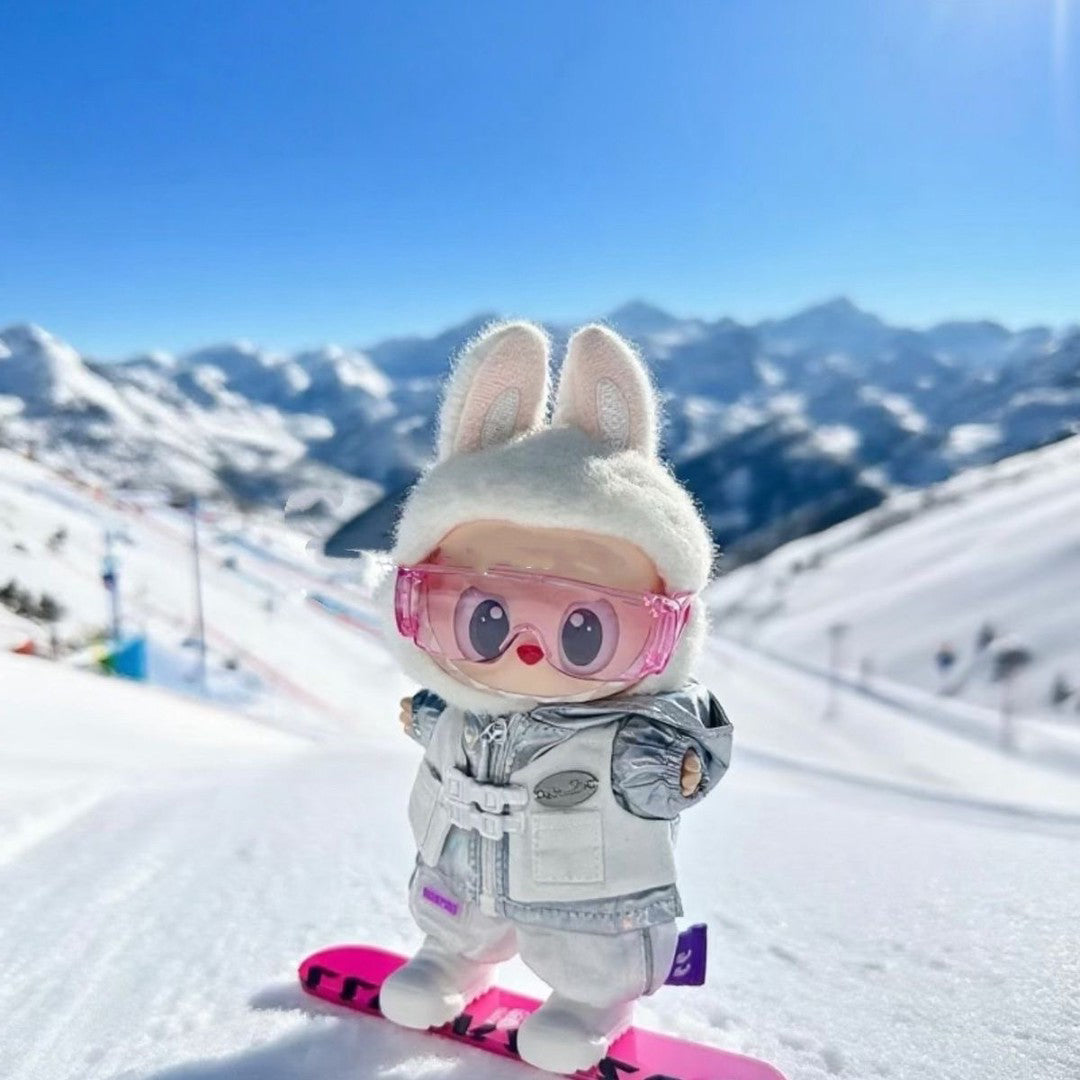 Labubu 17cm Skiing Outfit with Snowboard PInk