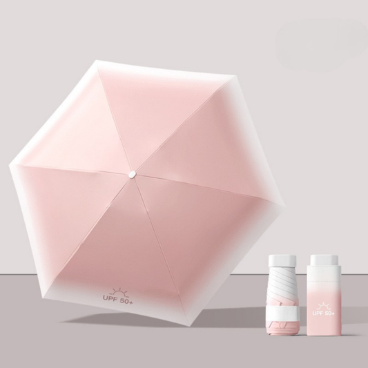 Pink Gradient Mini 5-Fold Manual Umbrella with UV Protection