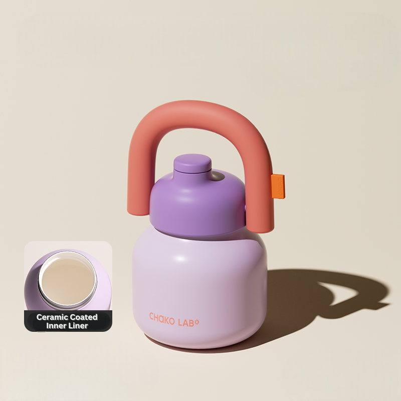 Purple Ceramic Coated Inner Insulated Straw Tumbler
