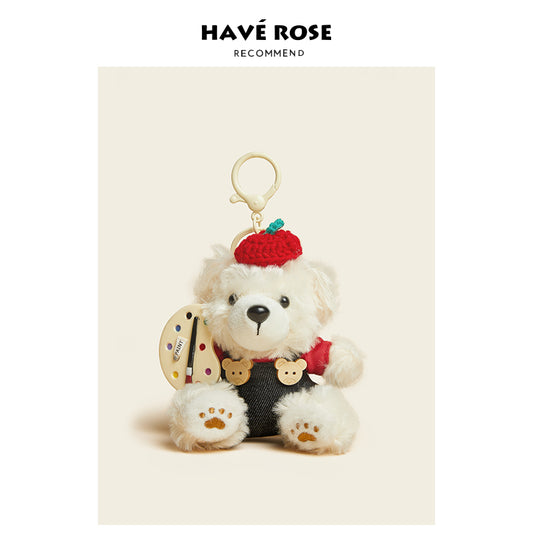 HAVEROSE - Original Cute Teddy Bear Painter Bag Charm Red