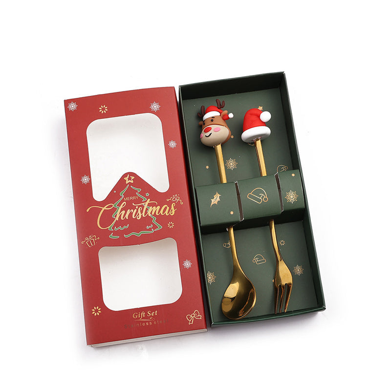 Xmas Cartoon Cutlery Gift Set of 2 Style 3