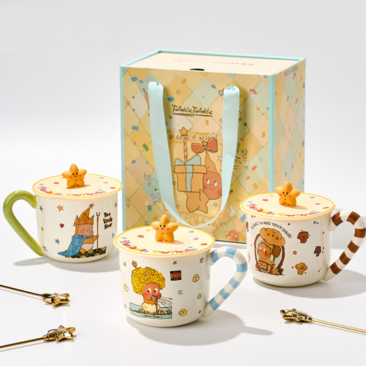 SAFO - Twinkle Twinkle Ceramic Mug with Lid & Star Stirring Stick
