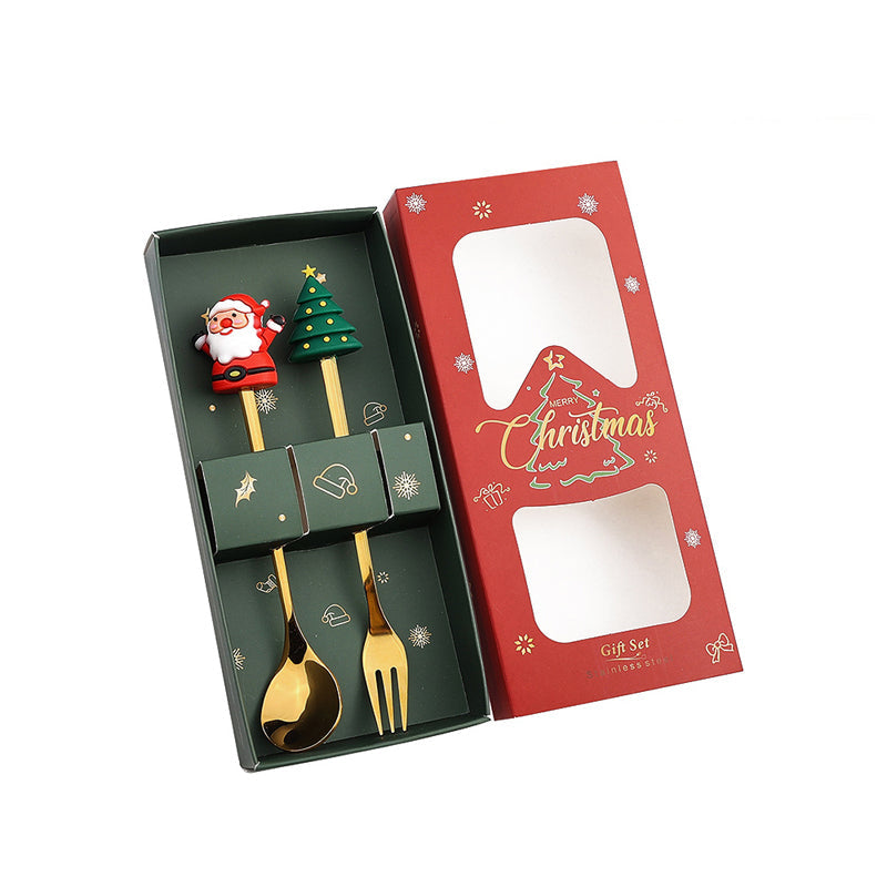 Xmas Cartoon Cutlery Gift Set of 2 Style 1