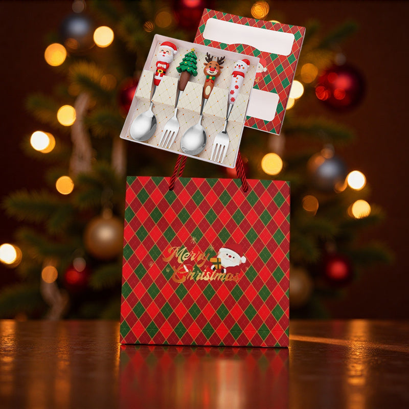 Silver Xmas Cutlery Gift Set of 4