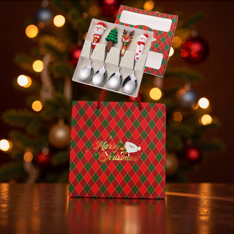 Silver Xmas Spoons Gift Set of 4