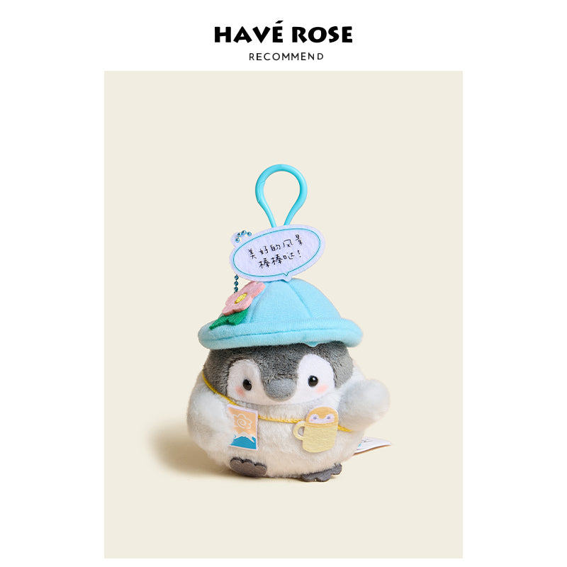 Sky Blue Hat Penguin Plush Bag Charm
