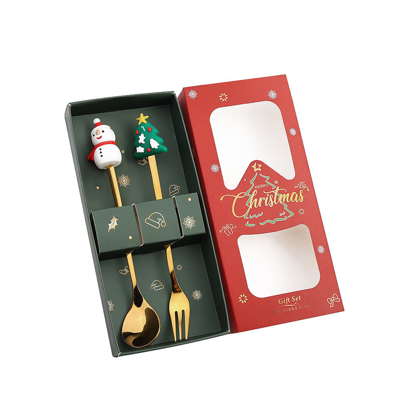 Xmas Cartoon Cutlery Gift Set of 2 Style 2