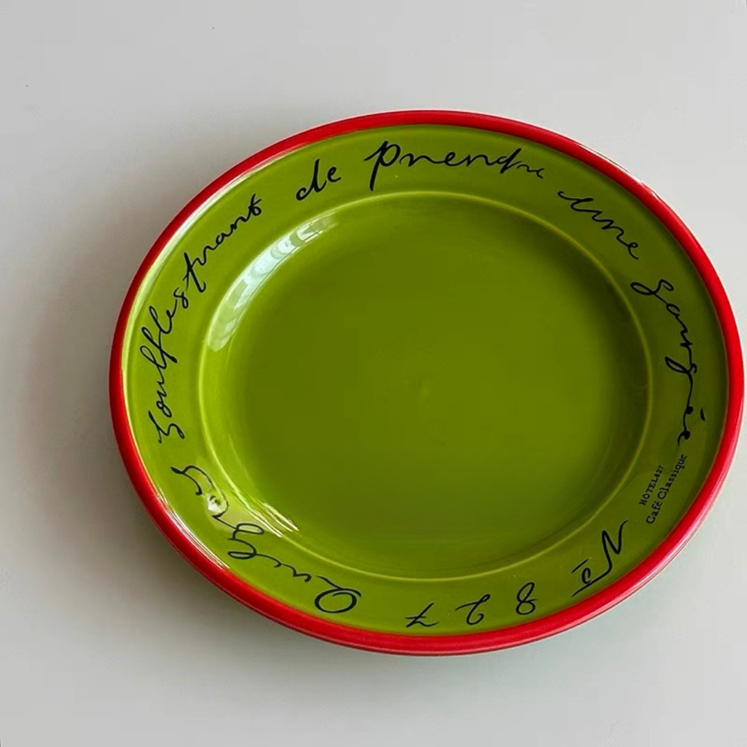 Someone You Love - French Vintage Ceramic 8“ Plate Green