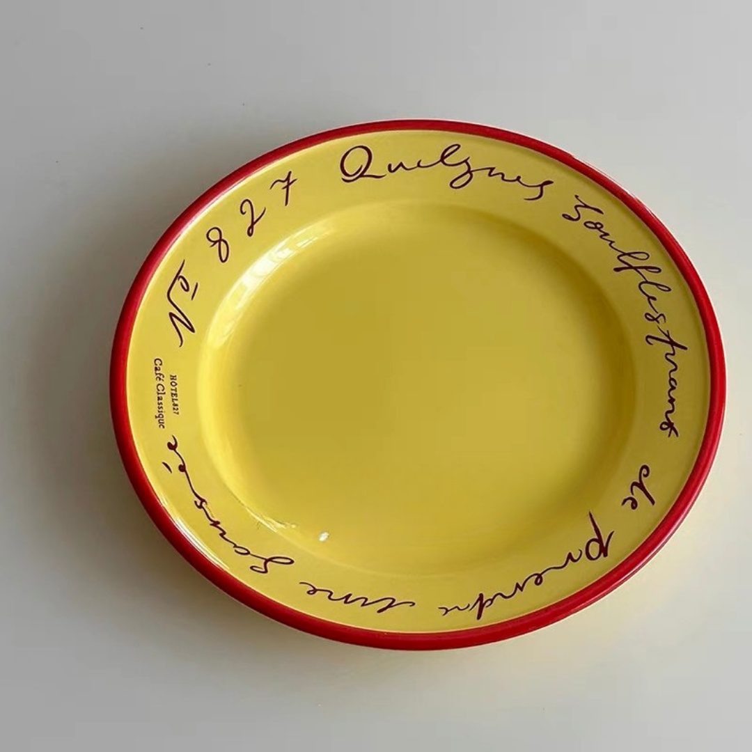Someone You Love - French Vintage Ceramic 8“ Plate yellow