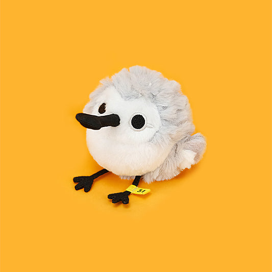 POPGREEN - Mini Sound-Making Bird Plush Charm Grey Little Cute Bird