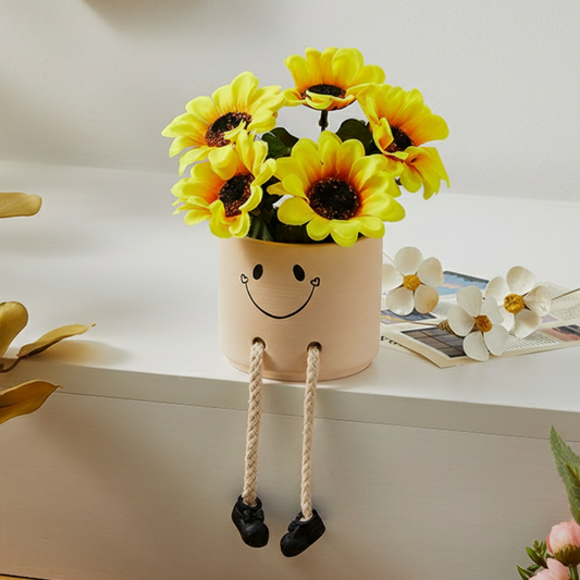 Style 1 - Smiley Face Pot with Faux Flowers