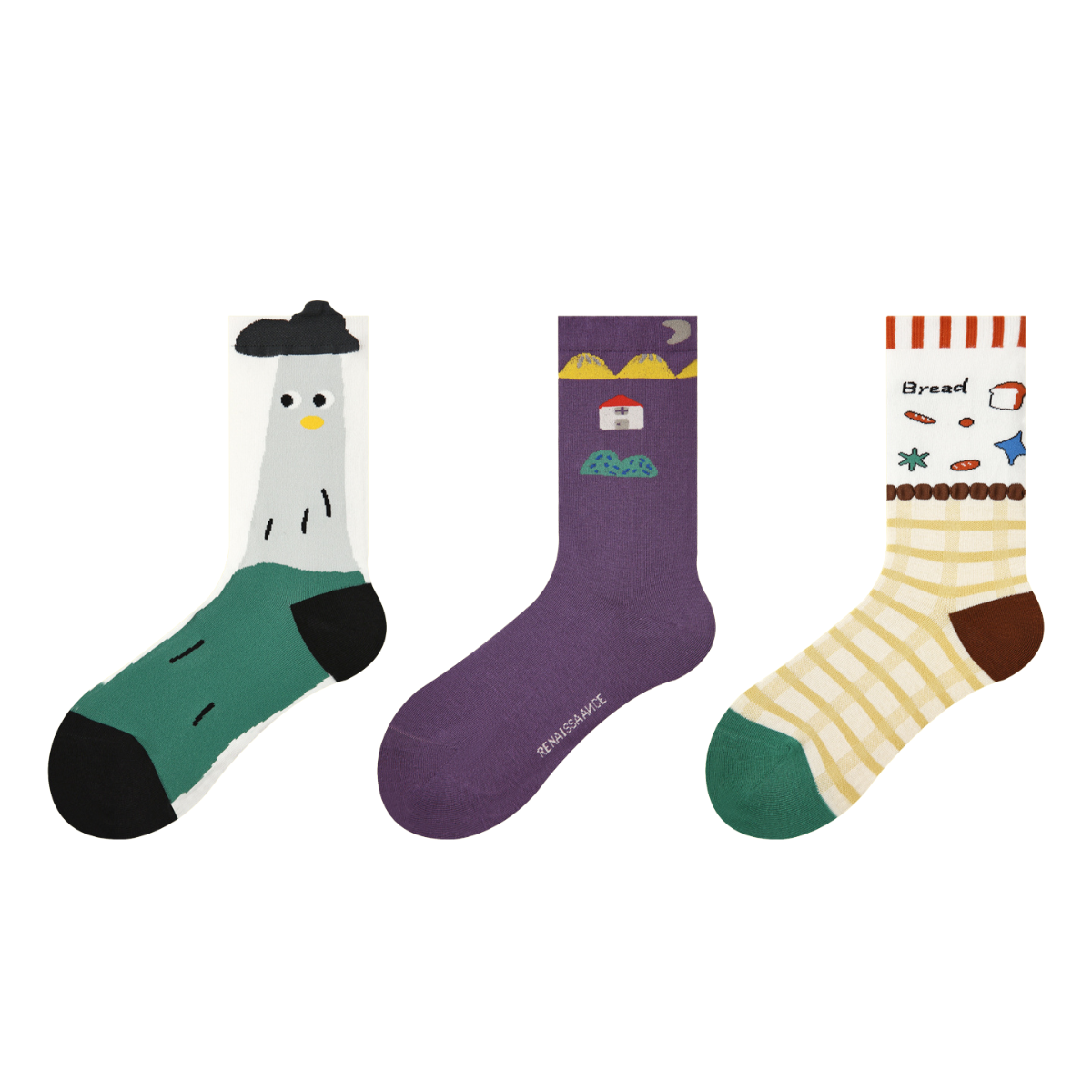 Style 4 Lalamao - Cute Cartoon Crew Socks (3 Pairs)