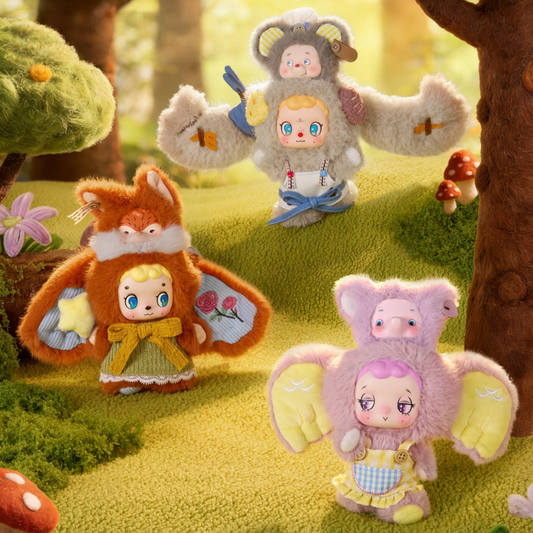 Three cute and interesting FOFO forest plush toys are in the figures of fox, elephant and chippy . They have exquisite clothing and vivid facial expressions.