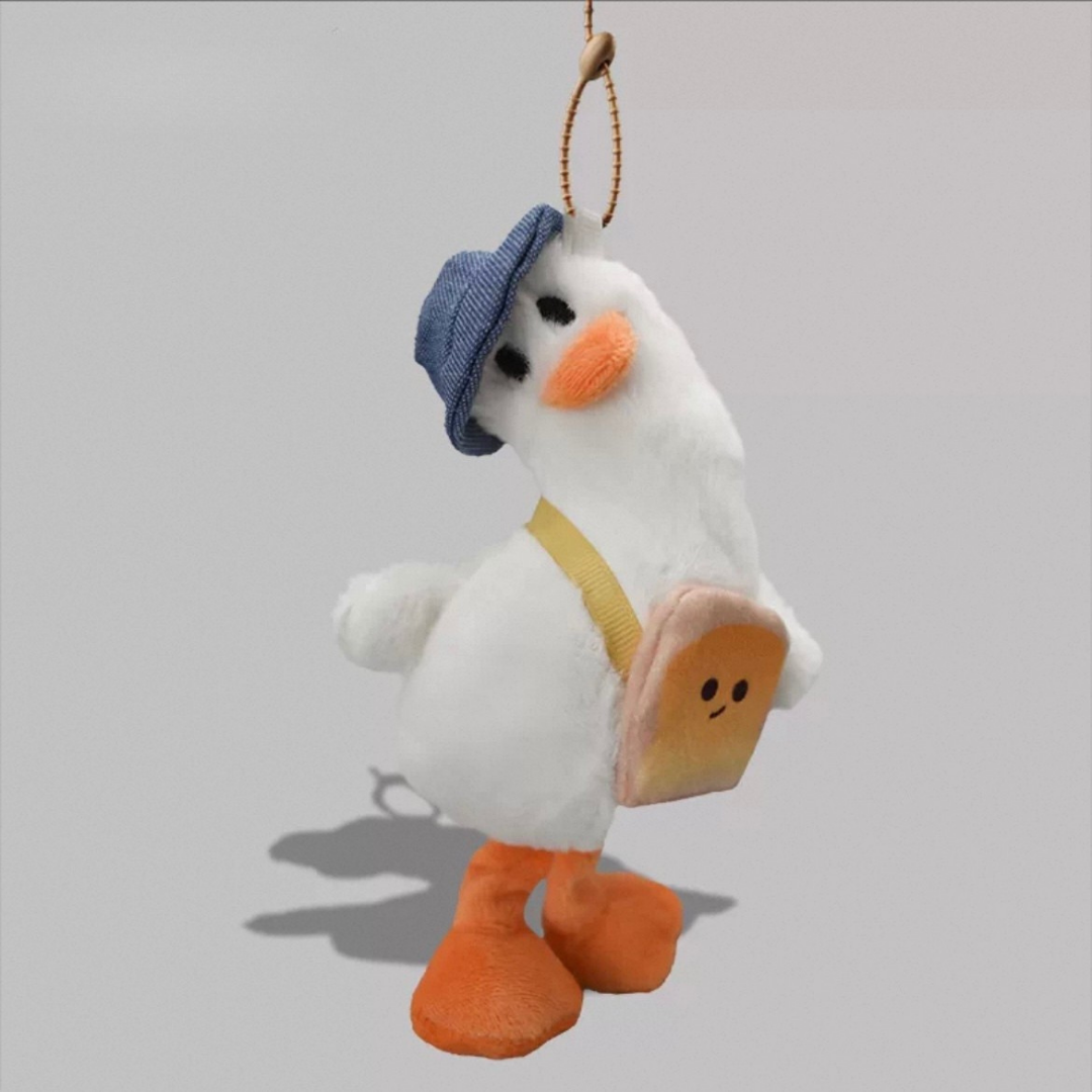 Tilt-Neck Duck Plush Charm White