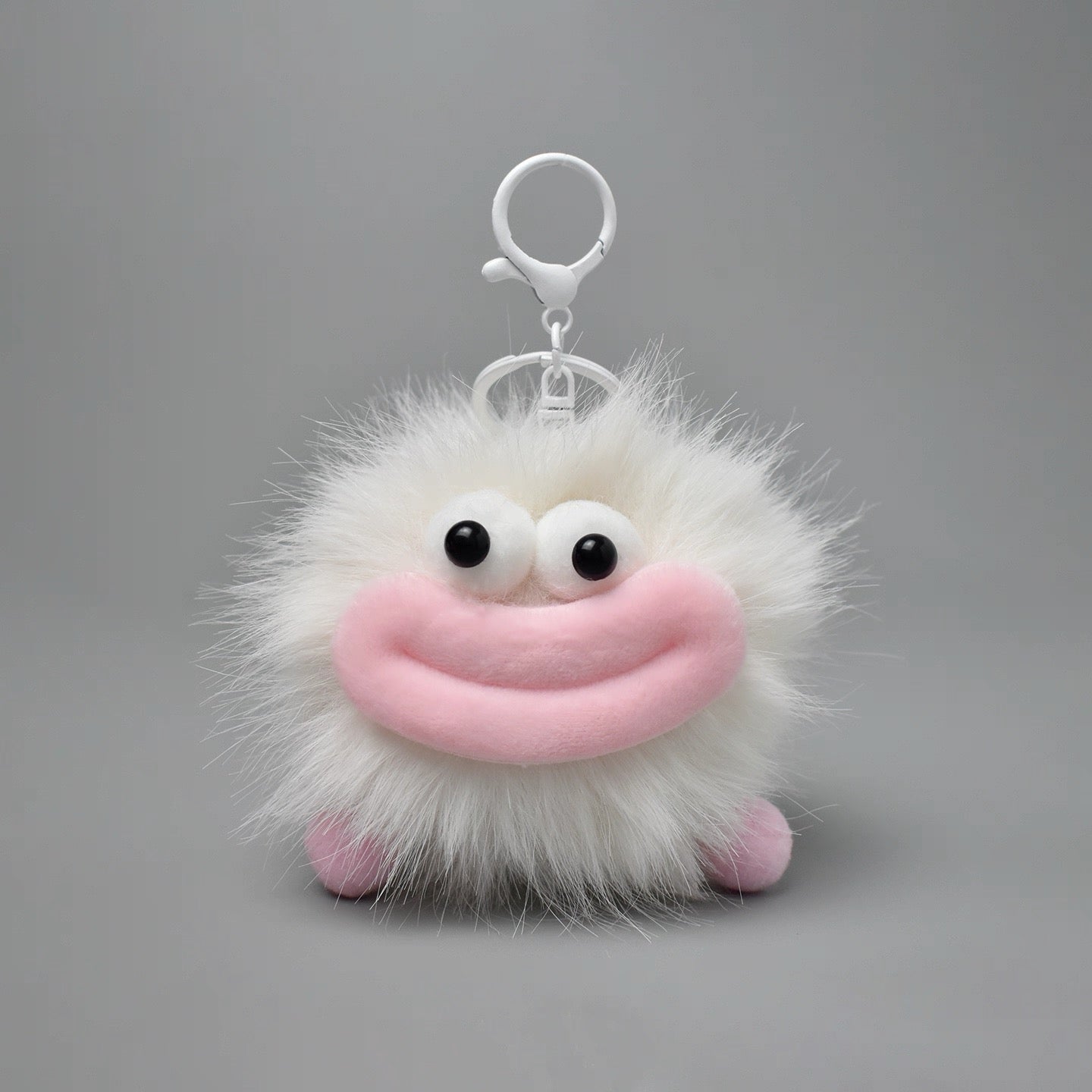 Ugly-Cute Big-Mouthed Soot Ball Plush Charm White