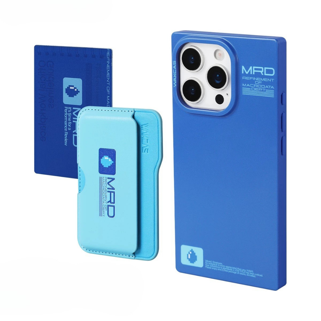 WAKCAS - Blue Polished iPhone Case with MagSafe Wallet Case