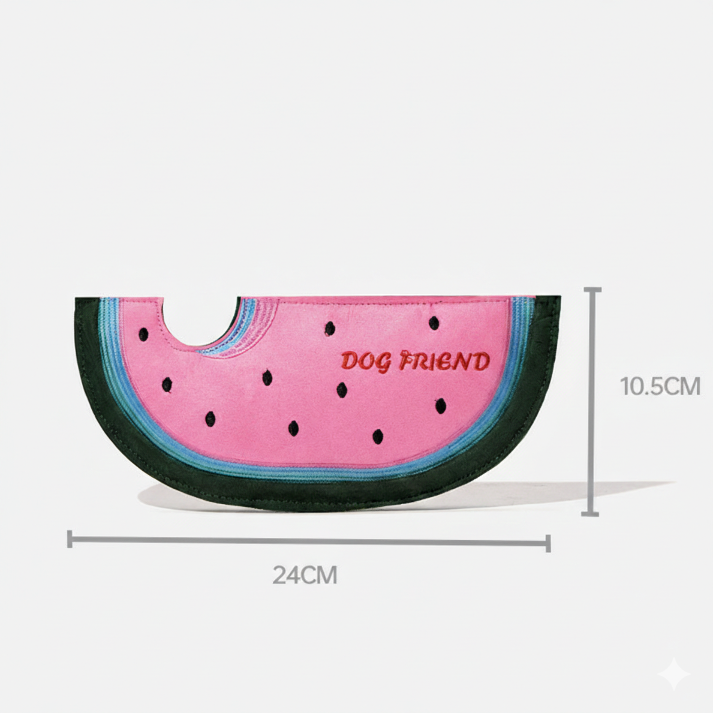 Pink Watermelon-shaped Pet Toy with 'Dog Friend' text. Chewing, Training and Friendly Playing with Dogs