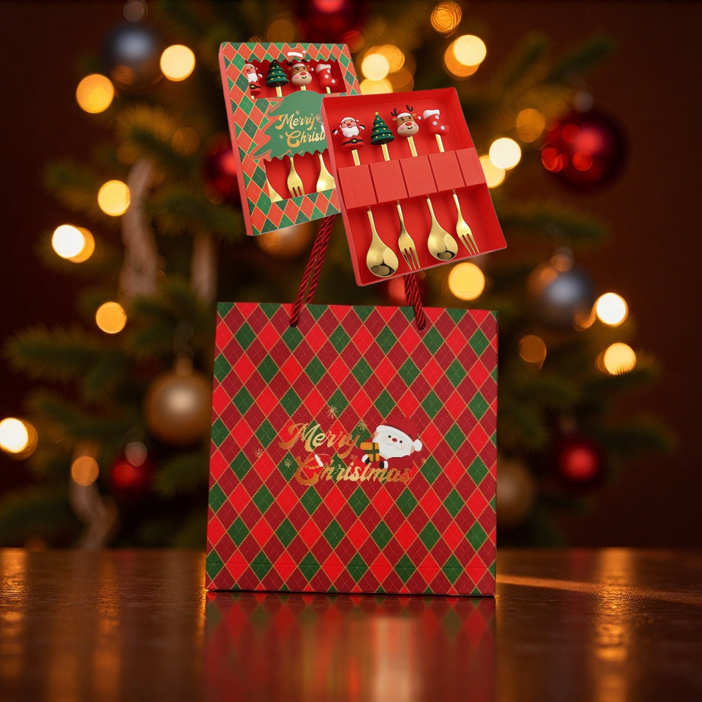 Xmas Cartoon Cutlery Gift Set of 4