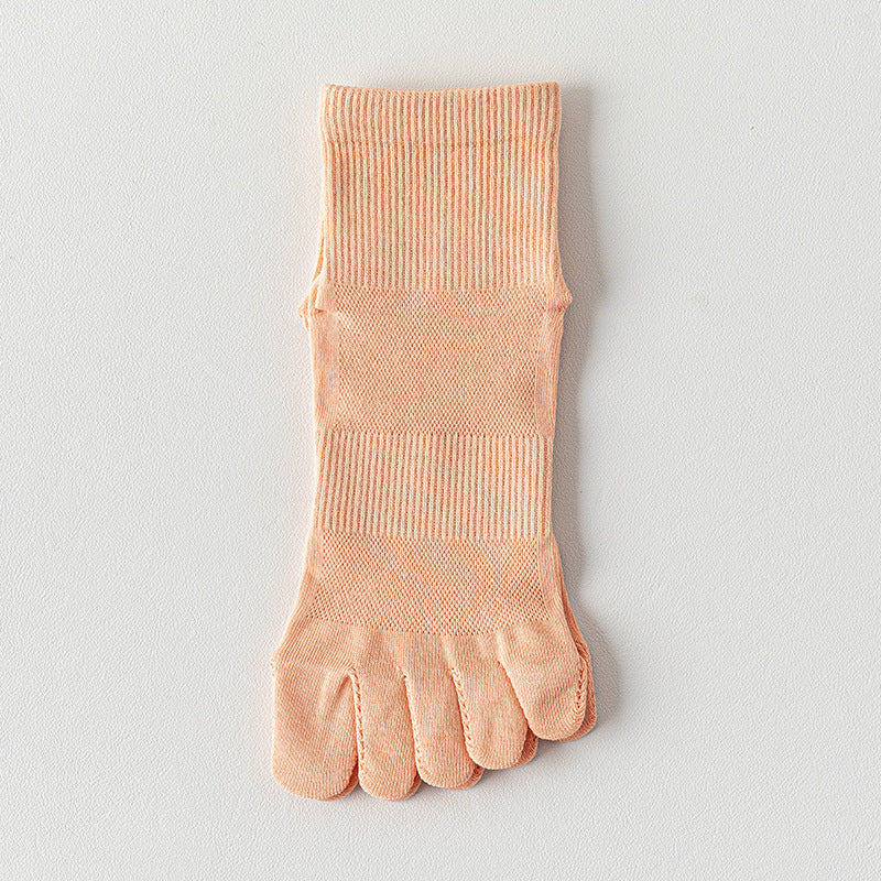 Zhuji_Tianchuan_Socks_Women_Breathable_Pure_Cotton_Finger_Socks_Apricot