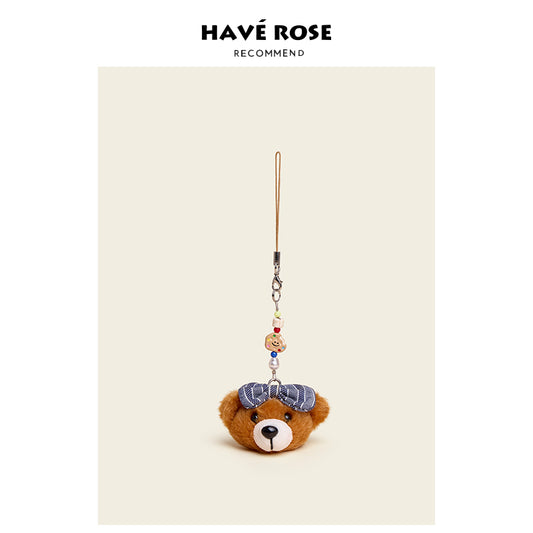 Cute Teddy Bear Head Phone Charm Brown