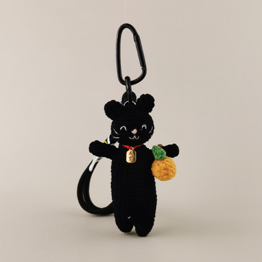 7 Days Then About - Cute Cat Plush Bag Charm Black