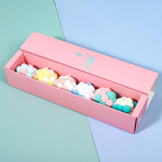 6* Rainbow Cat Toy Soft Plush Ball with Bell