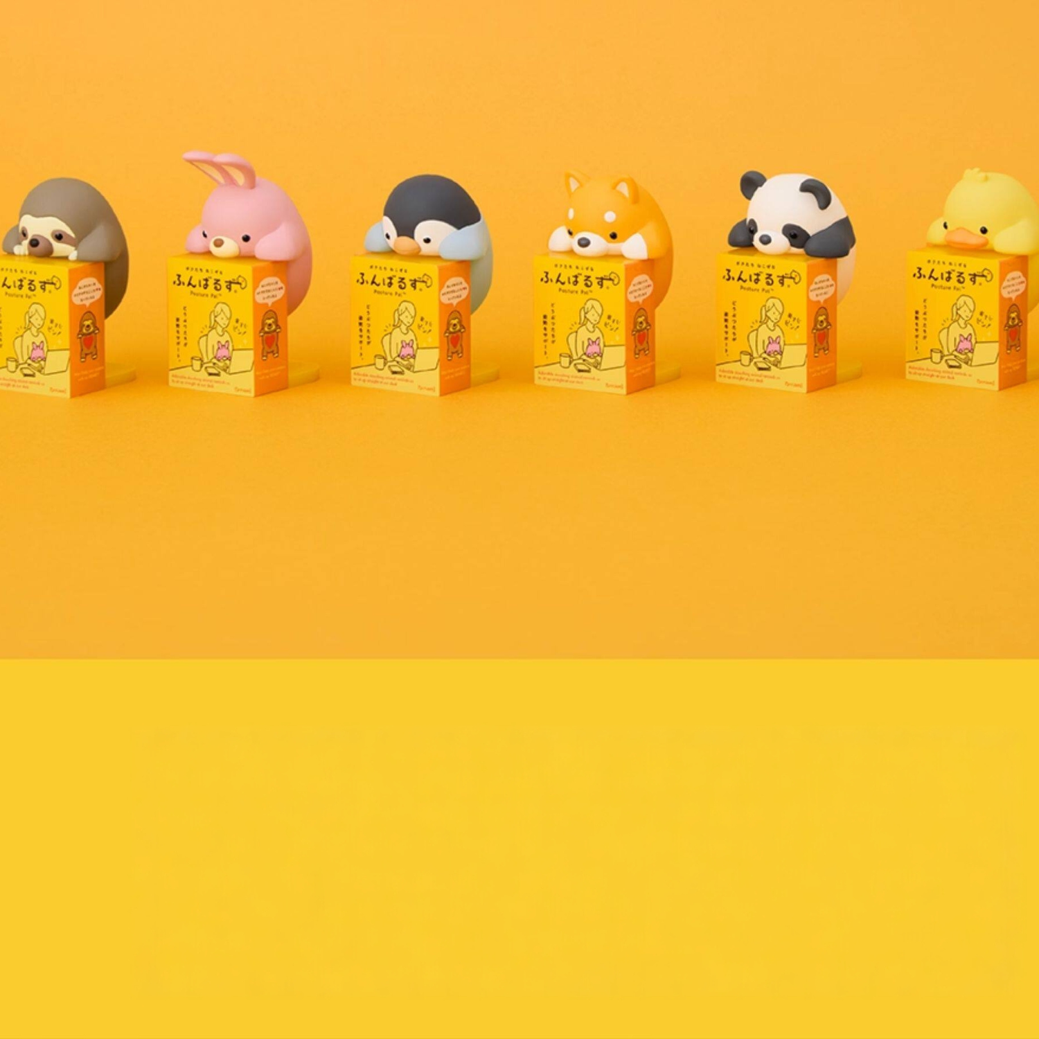 All variants of animal Hipper decorative figures. Sloth, Shiba Inu, Pink Rabbit, Penguin, Panda and Duck. They're really cute.