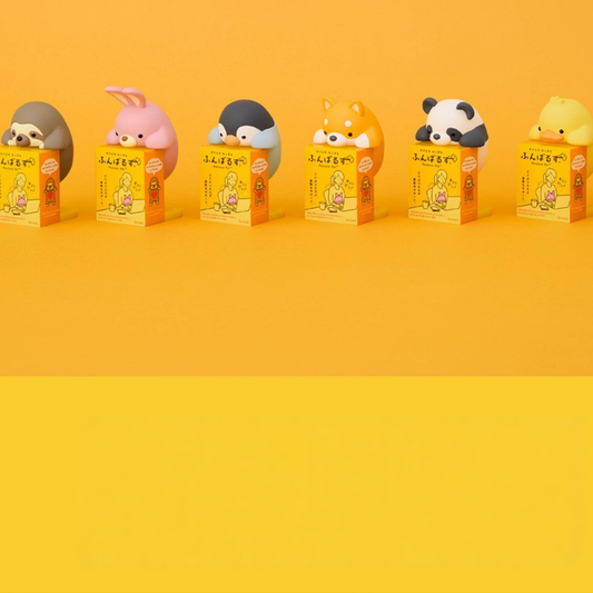 All variants of animal Hipper decorative figures. Sloth, Shiba Inu, Pink Rabbit, Penguin, Panda and Duck. They're really cute.