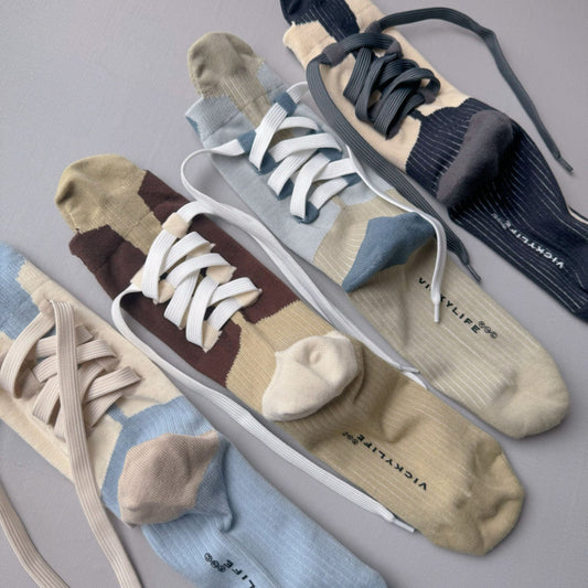 Aze Textiles - Colour-Block Drawstring Mid-Calf Socks Unisex