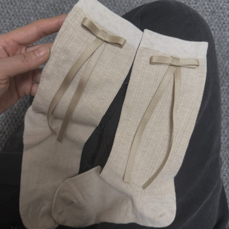 Aze Textiles - Ribbon Bow Mid-High Cotton Socks