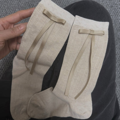 Aze Textiles - Ribbon Bow Mid-High Cotton Socks