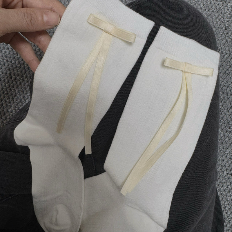 Aze Textiles - Ribbon Bow Mid-High Cotton Socks