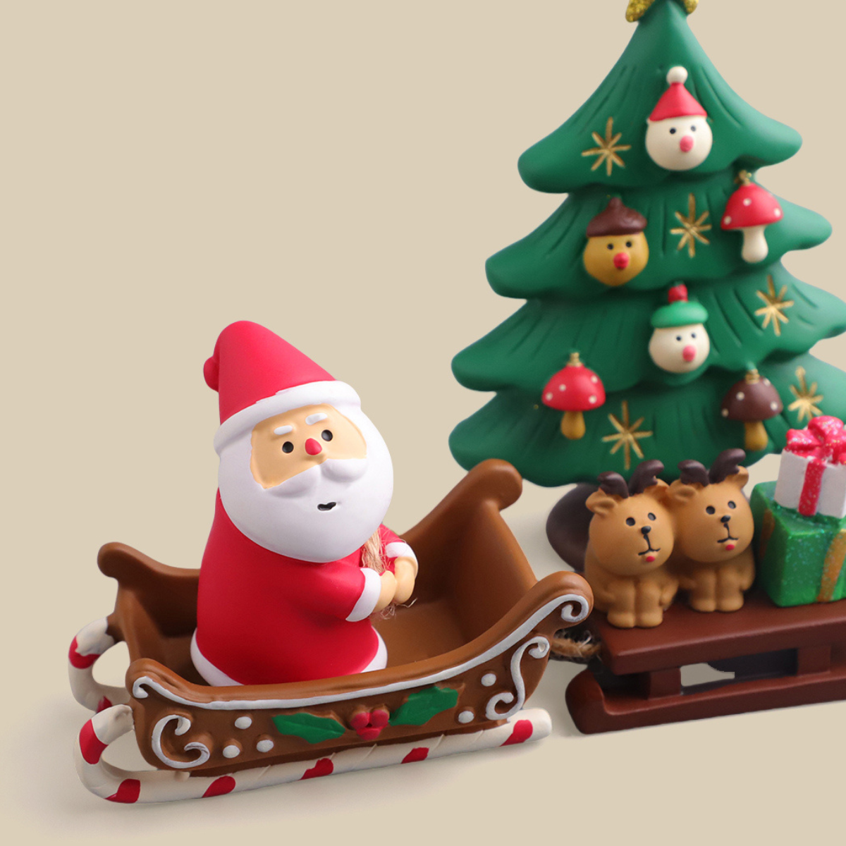 Creative Christmas Sled Mini Decoration Set Santa