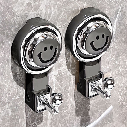 2x Smiley Face Sliding No-Drill Vacuum Suction Hook