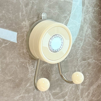 Cream No-Drill Suction Double Hook Hanger