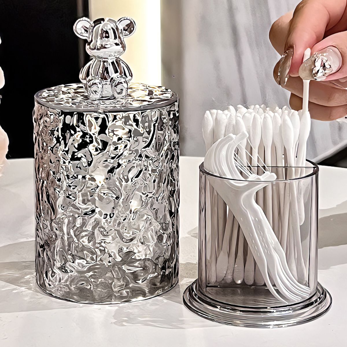 BSD Official - Cute Bear Toothpick & Cotton Bud Holder Grey