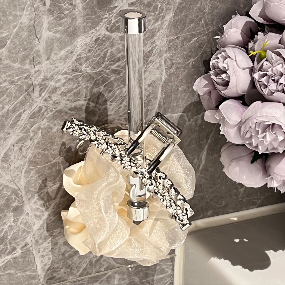 No-Drill Wall Hook Hair Accessories Holder