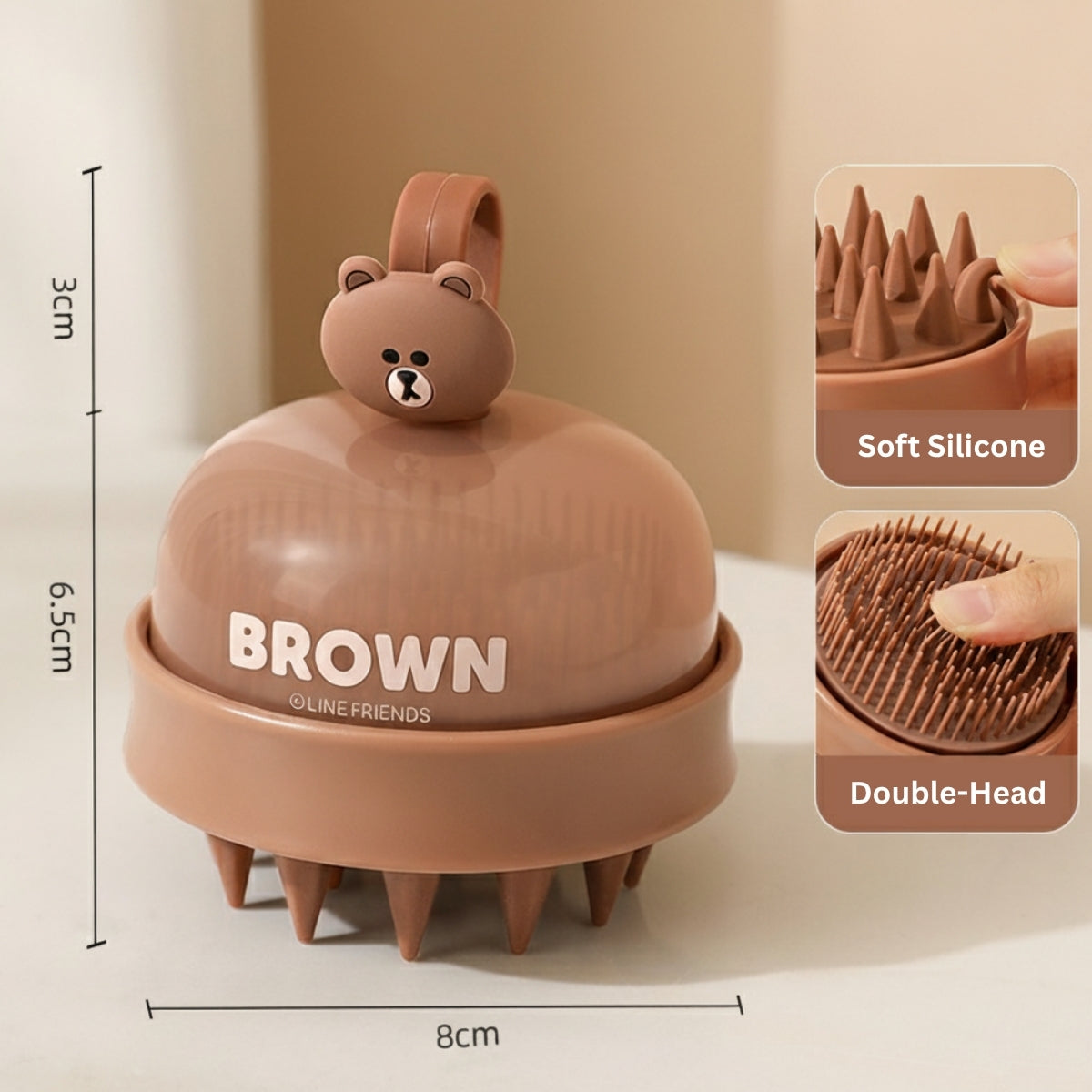 Silicone Double-Head Scalp Massager Bear