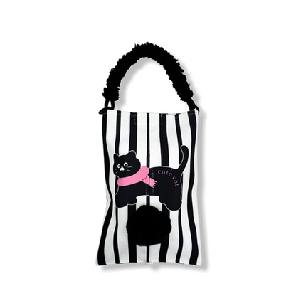 Black Cute Cat Car Hanging Seat Back Tissue Holder