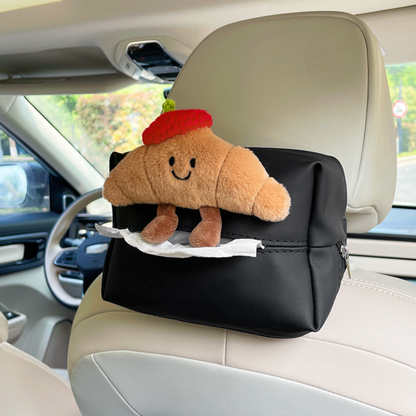Black Cute Croissant Car Tissue Holder
