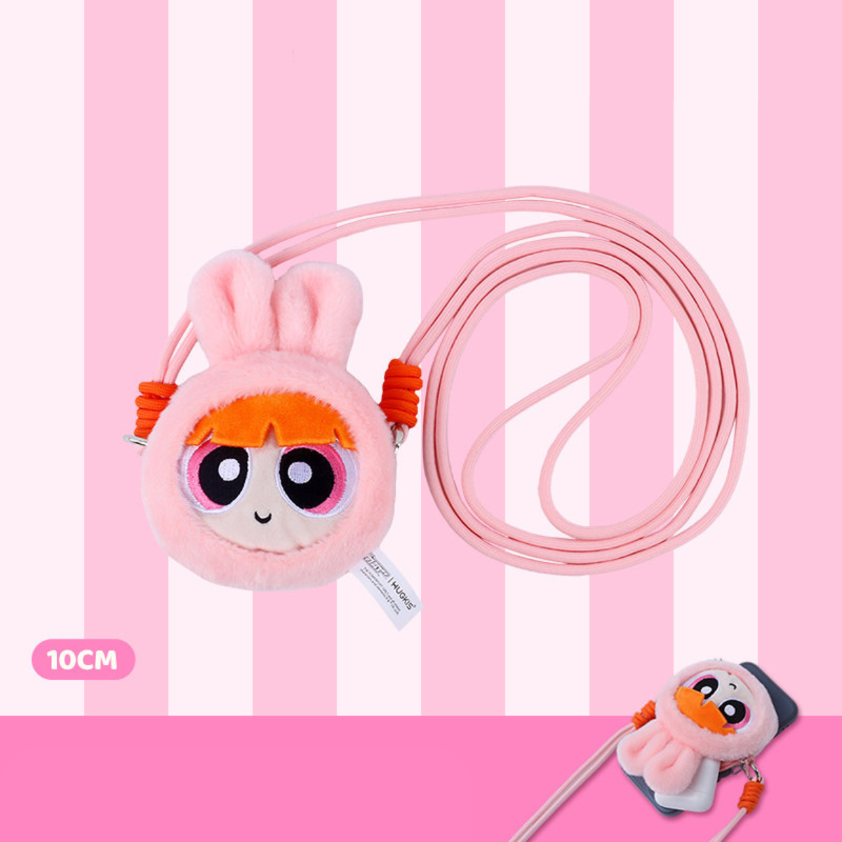 Blossom - Powerpuff Girls Bunny Costume Earbud Case Plush Phone Clip & Lanyard