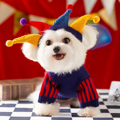 Blue Randolph - Cute Circus-Style Checkerboard Knit Sweater for Dogs