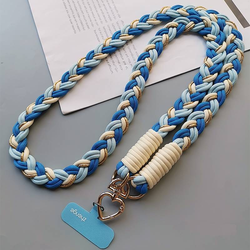 Blue Strong Six-Strand Braided Phone Lanyard