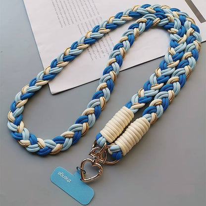 Blue Strong Six-Strand Braided Phone Lanyard