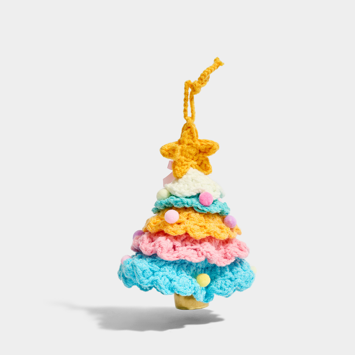 Knitted Christmas Tree Bag Charm Blue