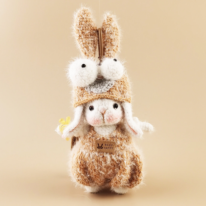 Brown Googly-Eyed Bunny Plush Bag Charm