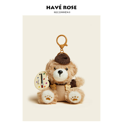 HAVEROSE - Original Cute Teddy Bear Painter Bag Charm Brown