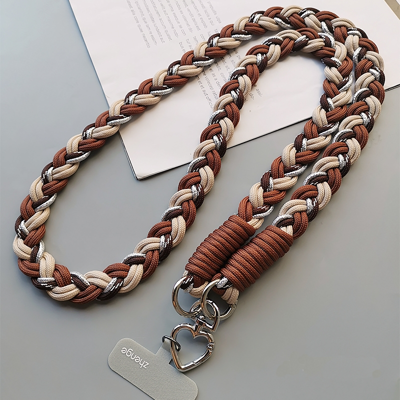 Brown Strong Six-Strand Braided Phone Lanyard