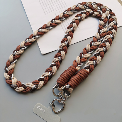 Brown Strong Six-Strand Braided Phone Lanyard